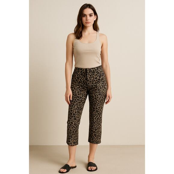 Y2K Animal Print Capri Pants Leopard Straight Leg APT. 9 Size 10 - Picture 1 of 5